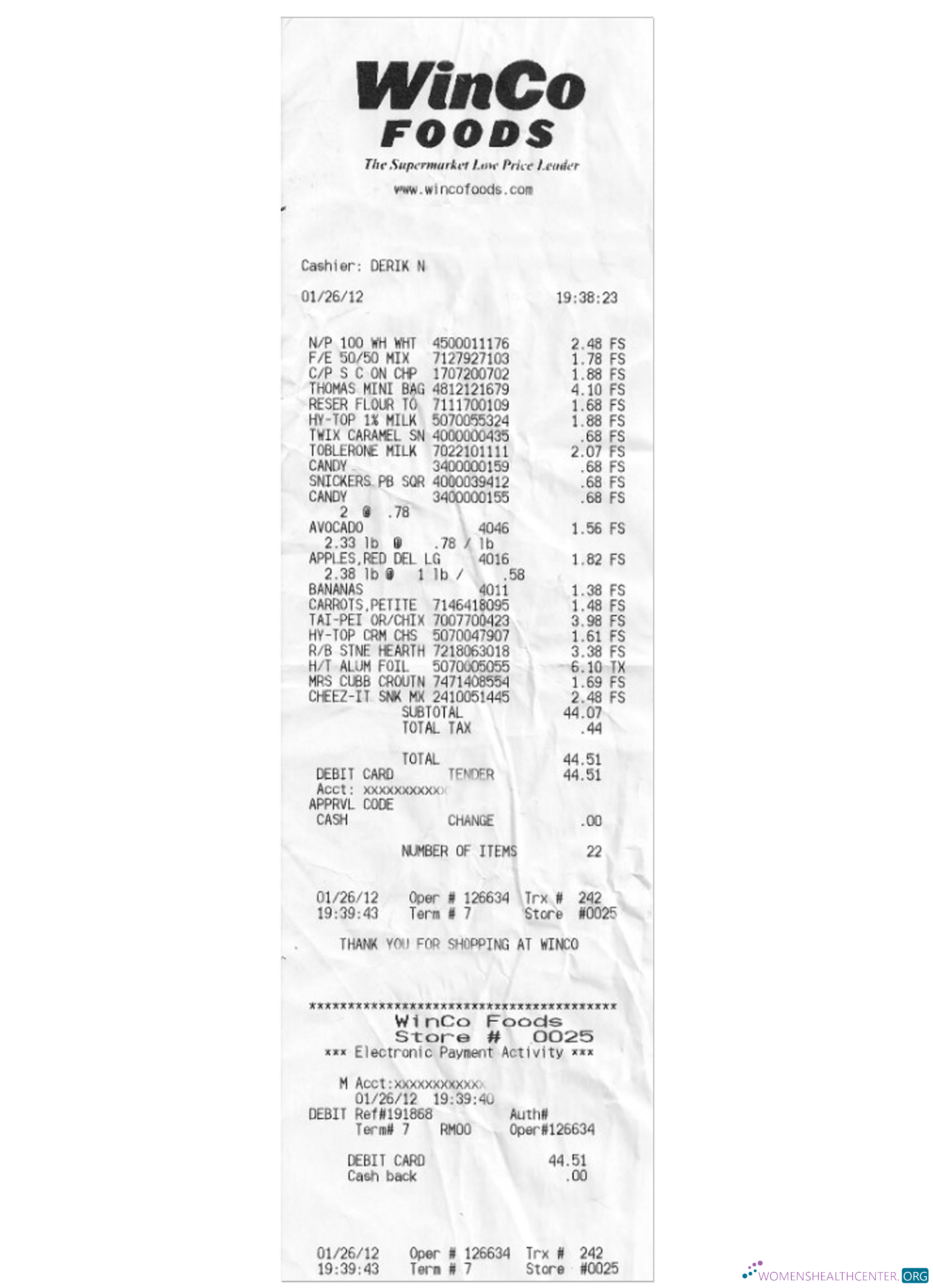 Download WINCO FOODS payments receipt Photoshop template
